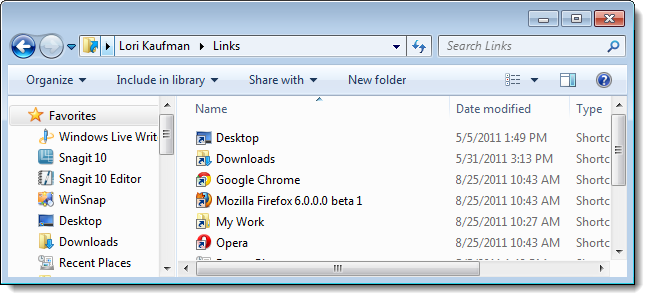 Добавить программы в Избранное Windows Explorer