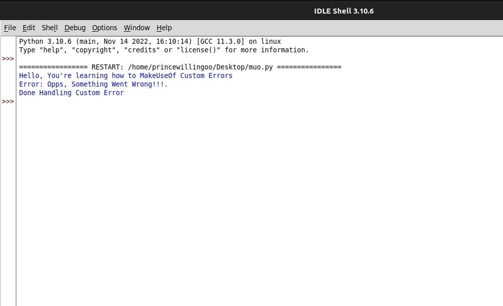 Иллюстрация: завершение обработки исключения