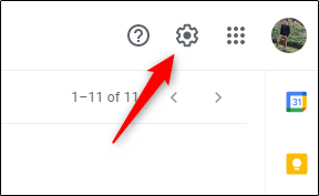 Значок шестерёнки настроек Gmail
