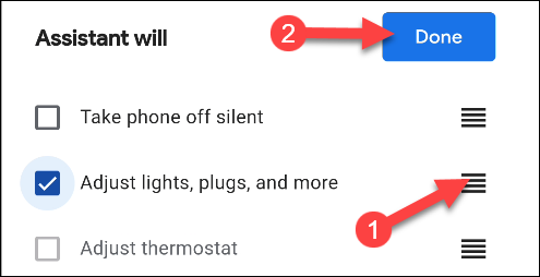 перемещение команд и кнопка готово