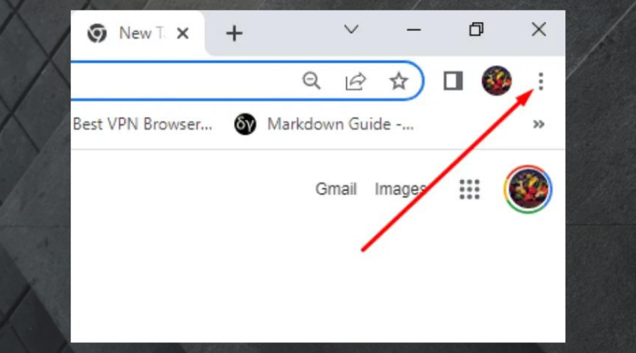 три точки в правом верхнем углу Chrome