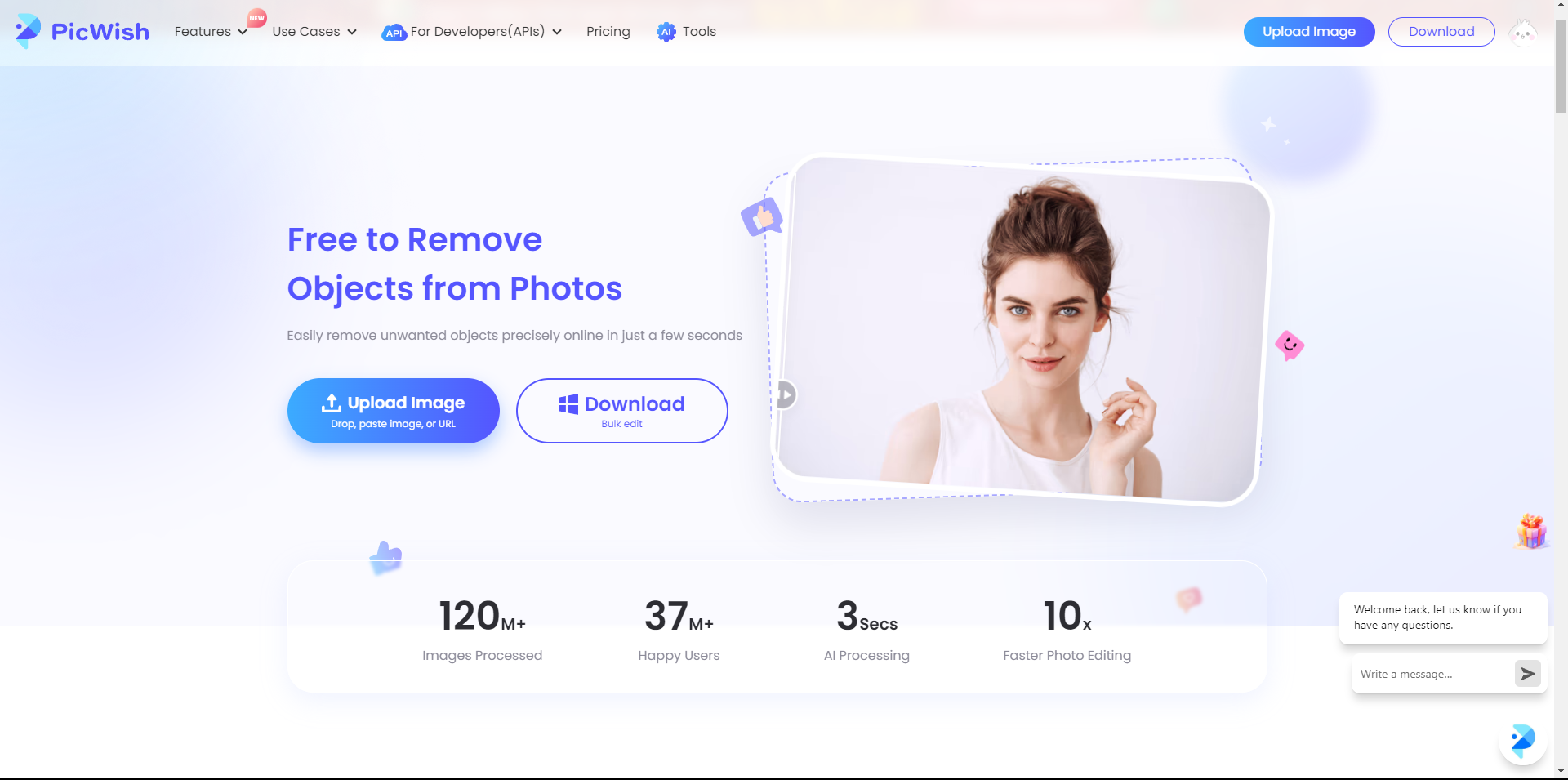 Инструмент удаления объектов на PicWish