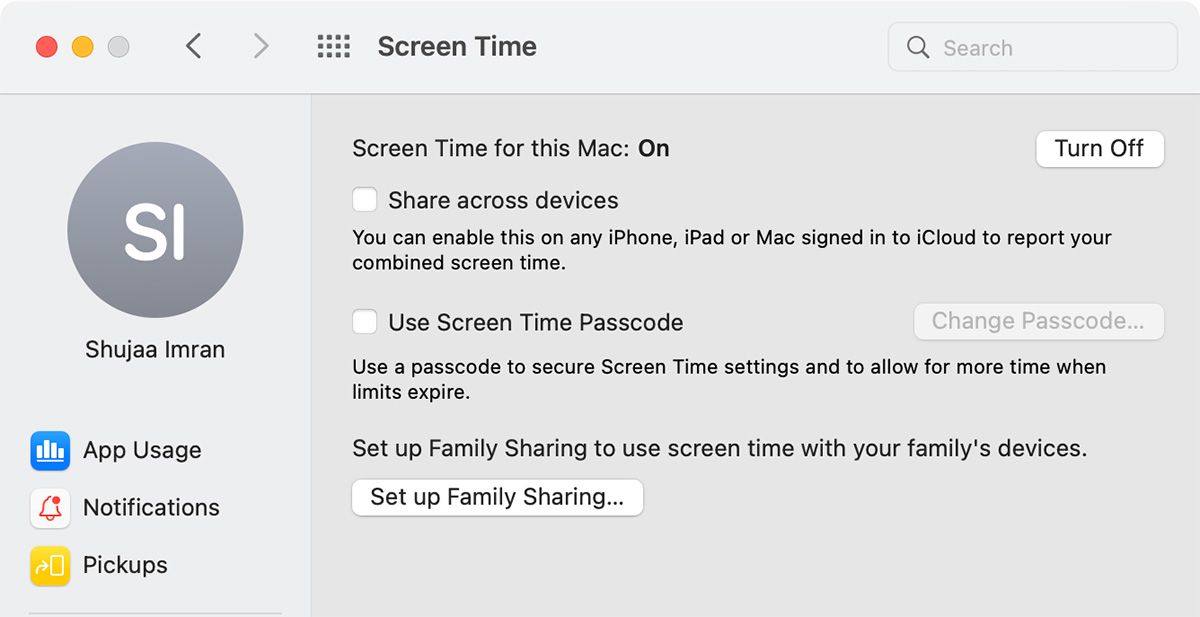 Настройка кода-пароля Экранного времени