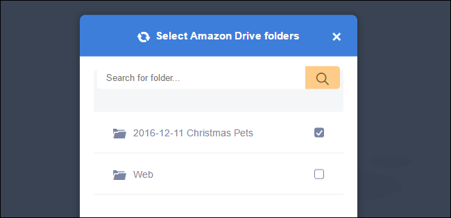 Список папок Amazon Drive для преобразования в альбомы