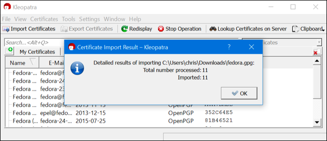 Импорт ключа в Kleopatra