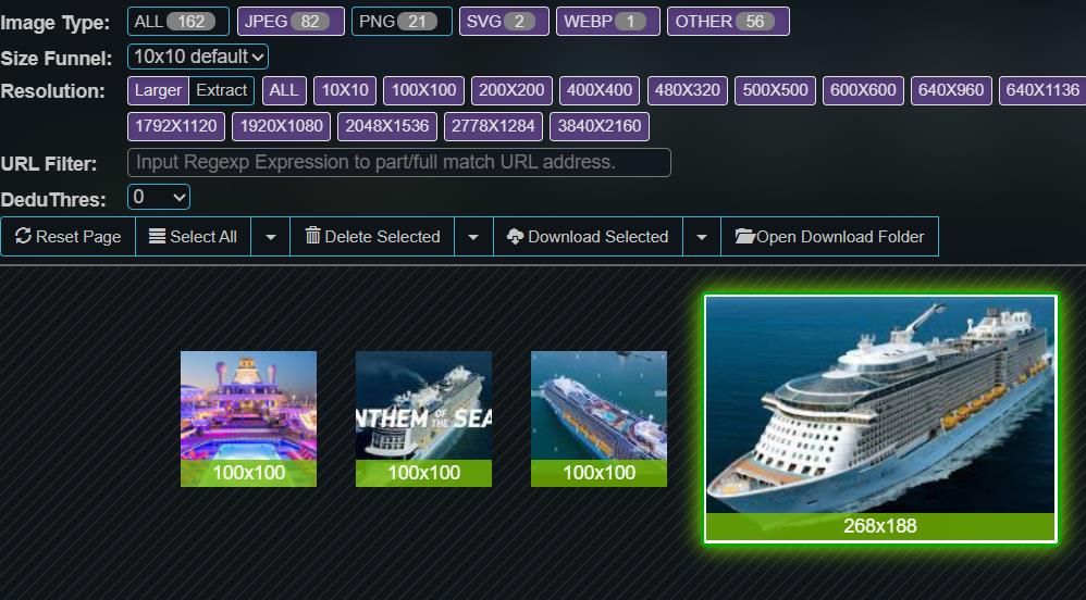 Параметры фильтрации в ImageAssistant