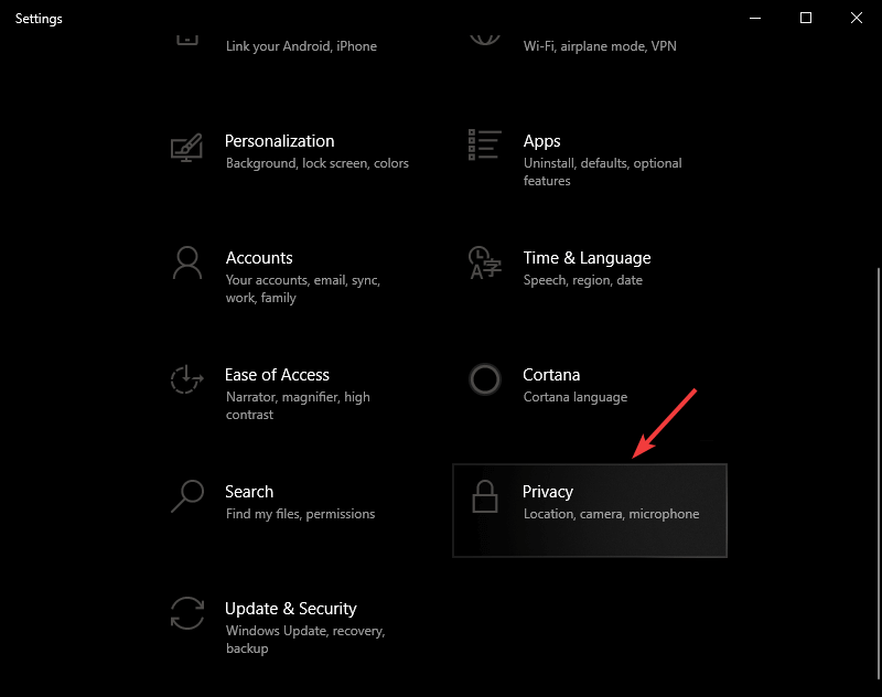 настройки конфиденциальности для камеры в Windows
