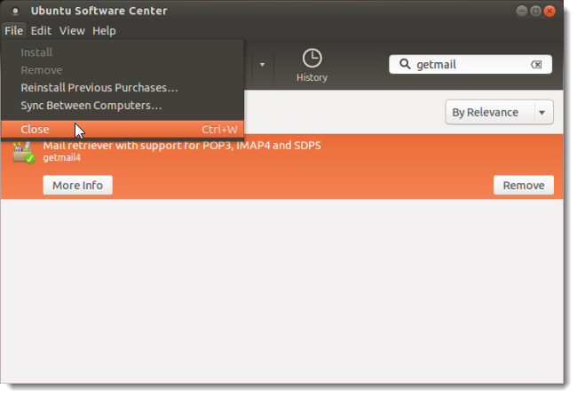 Закрытие Ubuntu Software Center после установки