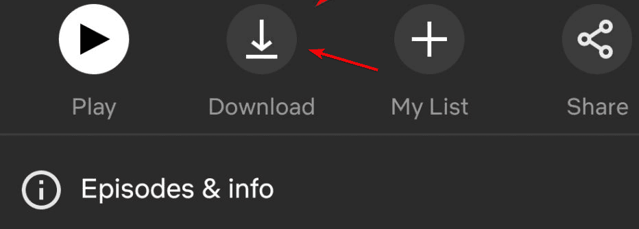 Icono de descarga junto a un episodio en la app de Netflix