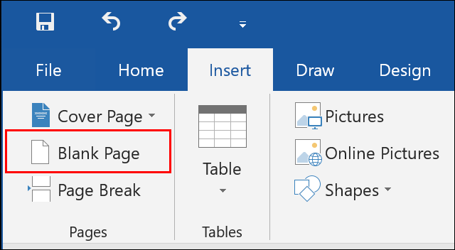 Нажмите Вставка > Пустая страница в Microsoft Word, чтобы добавить новую пустую страницу в документ