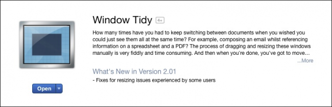 Иконка и меню Window Tidy в строке меню macOS