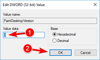 Изменение значения PaintDesktopVersion на 0