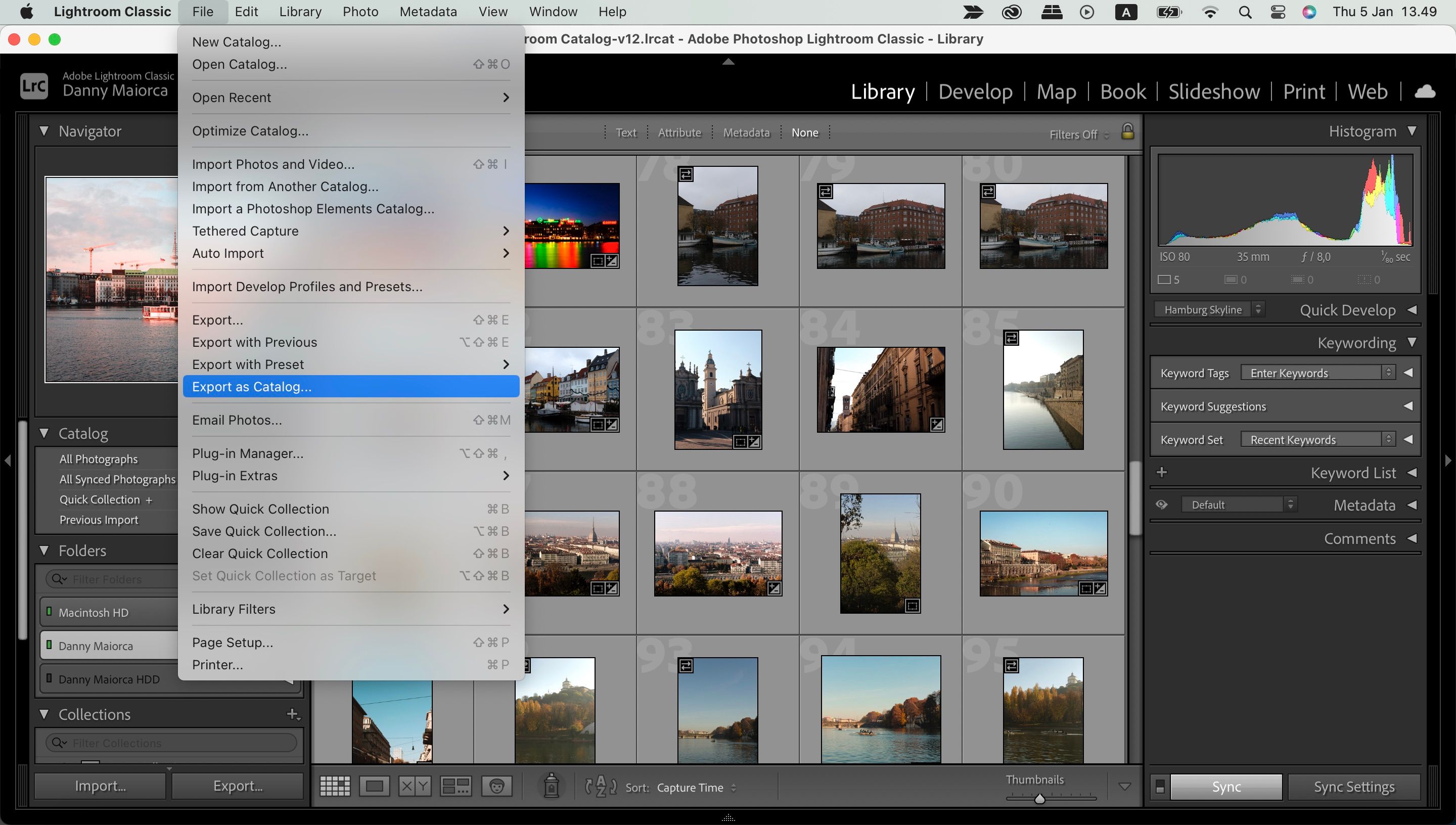 Экспорт каталога Lightroom