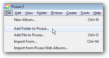 Добавление папки Facebook в Picasa для импорта фото