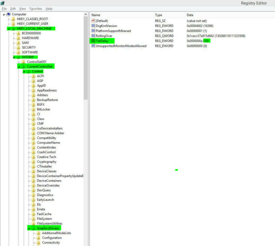 Параметр TdrDelay в редакторе реестра Windows