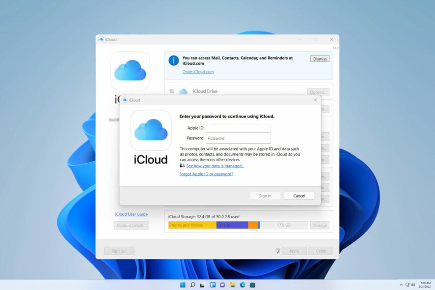 Как остановить всплывающий iCloud в Windows 11