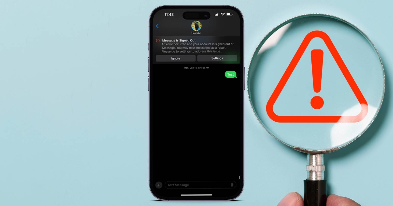 Экран iPhone с включённым iMessage в разделе Настройки