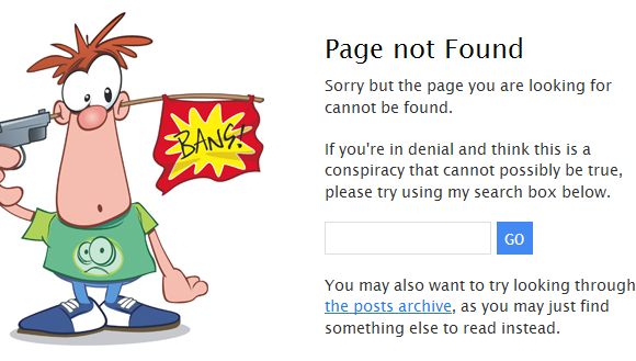 404 страница с поиском и ссылкой на архив блога