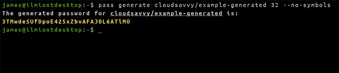 Скриншот вывода команды pass generate