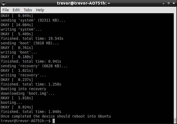 Перезагрузка после прошивки Ubuntu Touch