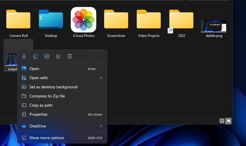 Опция Свойства в контекстном меню