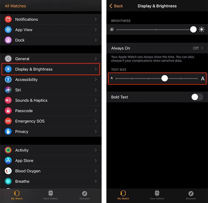 Apple Watch Text Size Watch App On Iphone