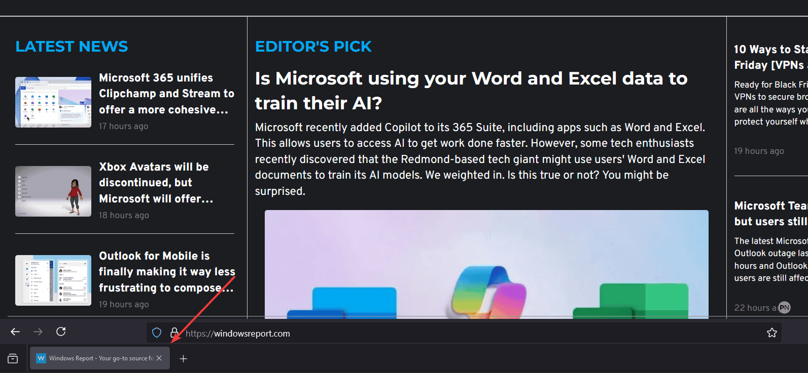 Вкладки Firefox, перемещённые внизу окна браузера