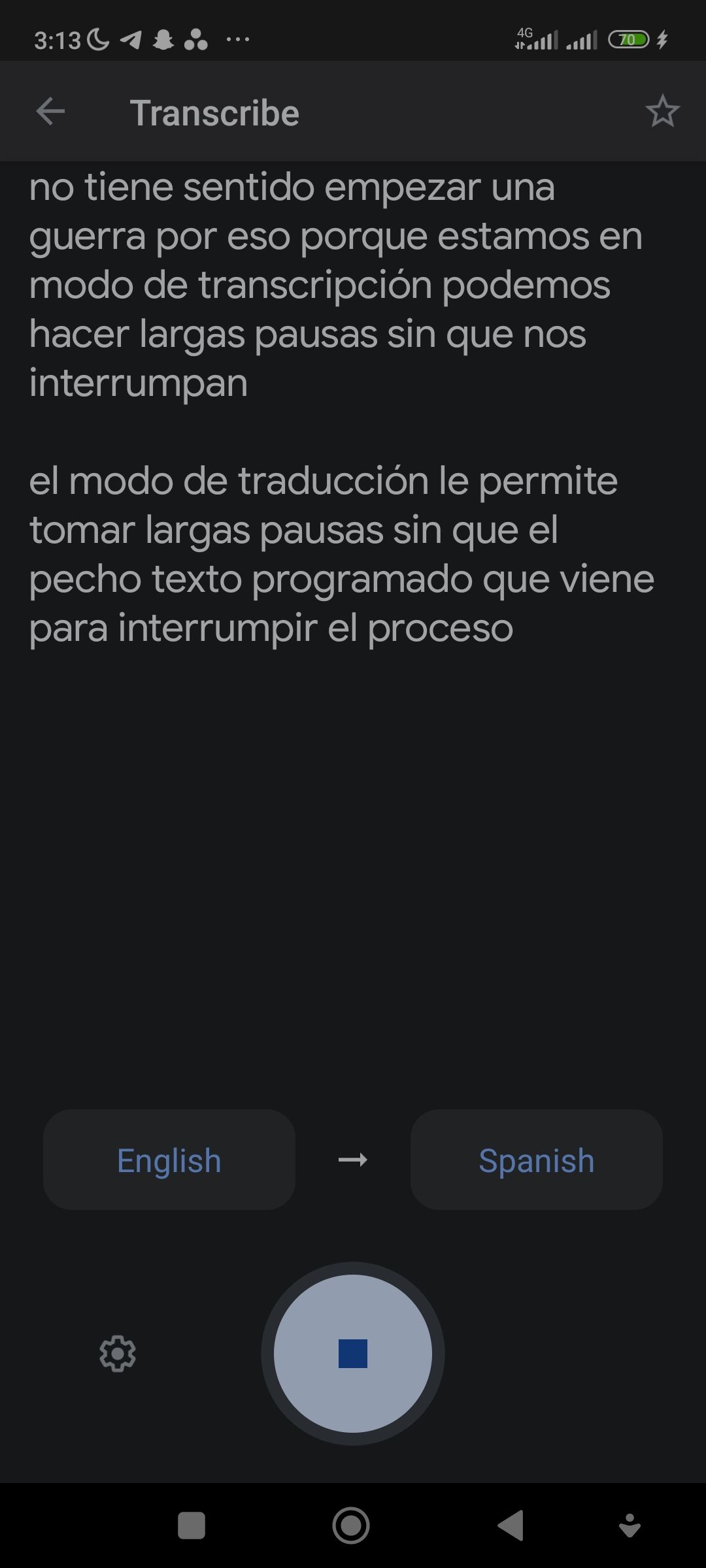 Real-time translation and transcription on the Google Translate app
