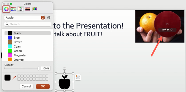 Предпросмотр цвета с RGB