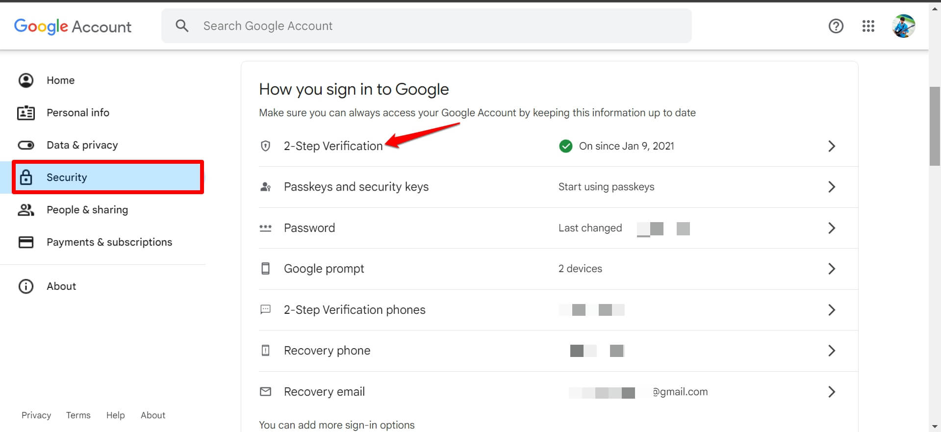доступ к двухэтапной проверке Google