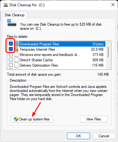 Вкладка Очистка диска с выбором типов файлов