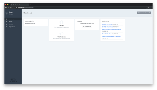 Панель управления Craft CMS