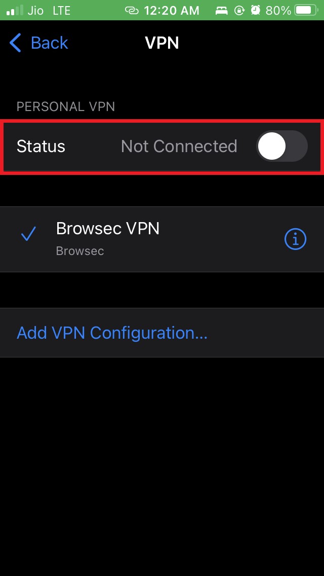 vpn disconnected