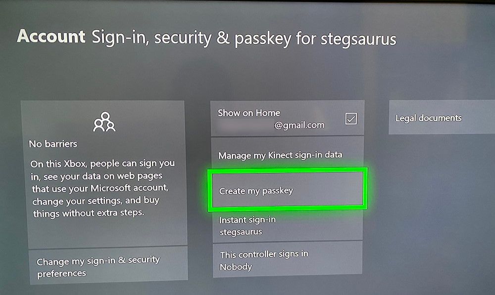 Создание passkey (шестизначного PIN) на Xbox One