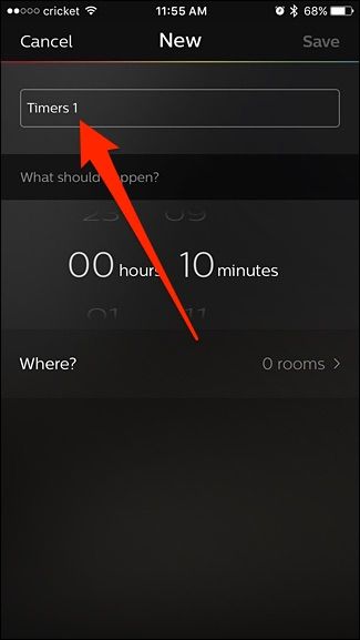 Поле для ввода имени таймера