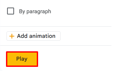 Кнопка воспроизведения анимации