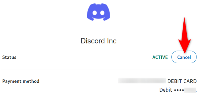 Нажмите «Отменить» рядом со статусом «Активно».