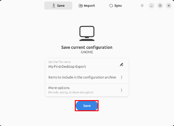 Скриншот кнопки «Save» в SaveDesktop.