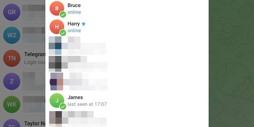 Выбор нескольких контактов в Telegram на Android