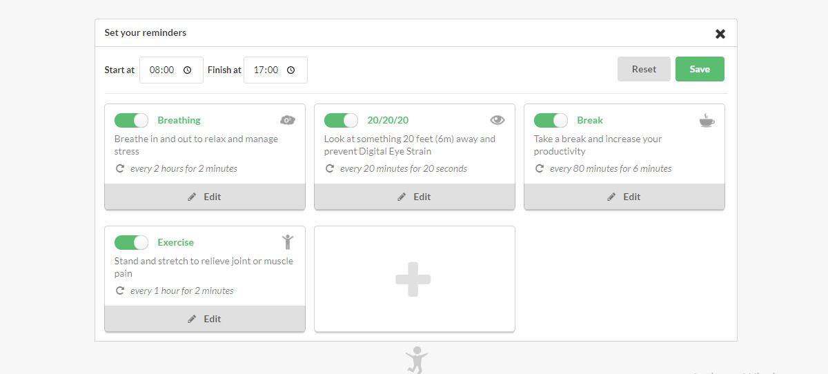Скриншот приложения Micro Breaks с напоминаниями о перерывах