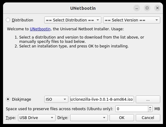 Создание загрузочной USB с Unetbootin