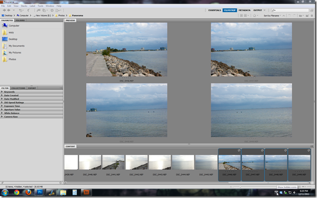 Окно Photomerge в Photoshop с добавленными файлами