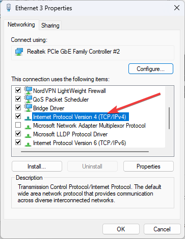 Свойства протокола IPv4 для ввода DNS