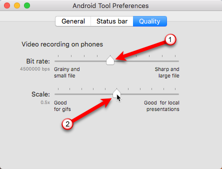 Параметры качества записи: битрейт и масштаб