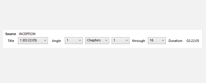 Выбор титула, глав и углов в Handbrake