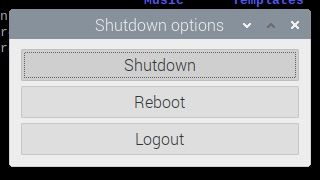 Выберите Shutdown или Reboot для завершения работы
