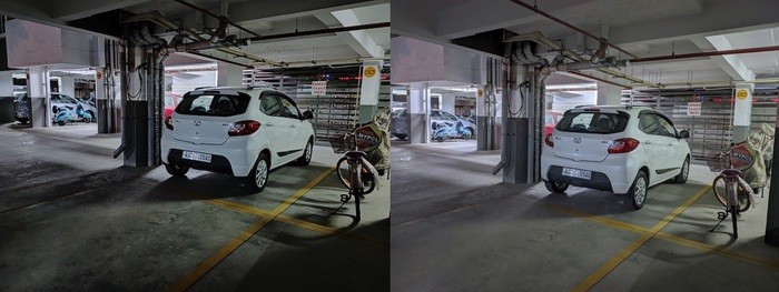 Сравнительный кадр: низкое освещение, сток vs GCam