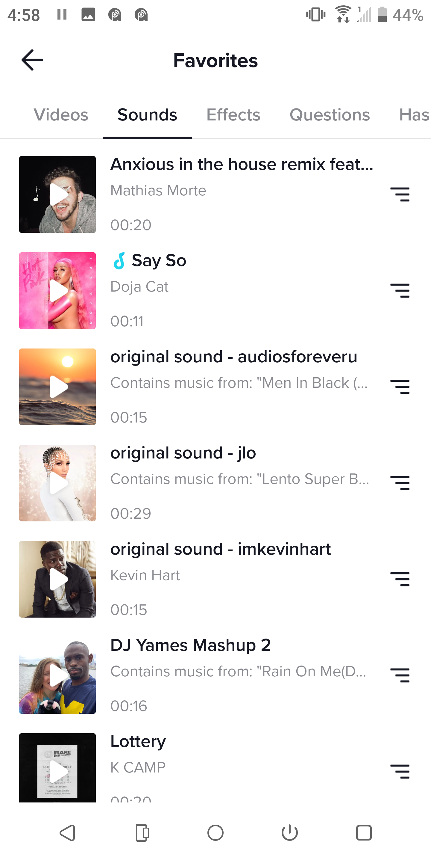 Библиотека избранного в TikTok