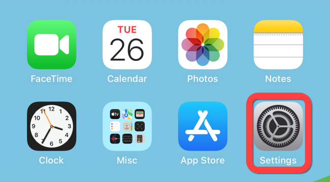 Нажмите приложение Настройки