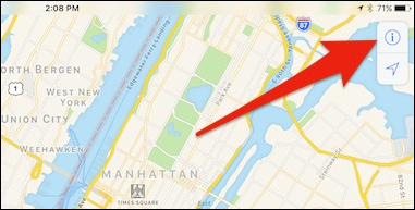 Кнопка информации в Apple Maps для доступа к настройкам вида